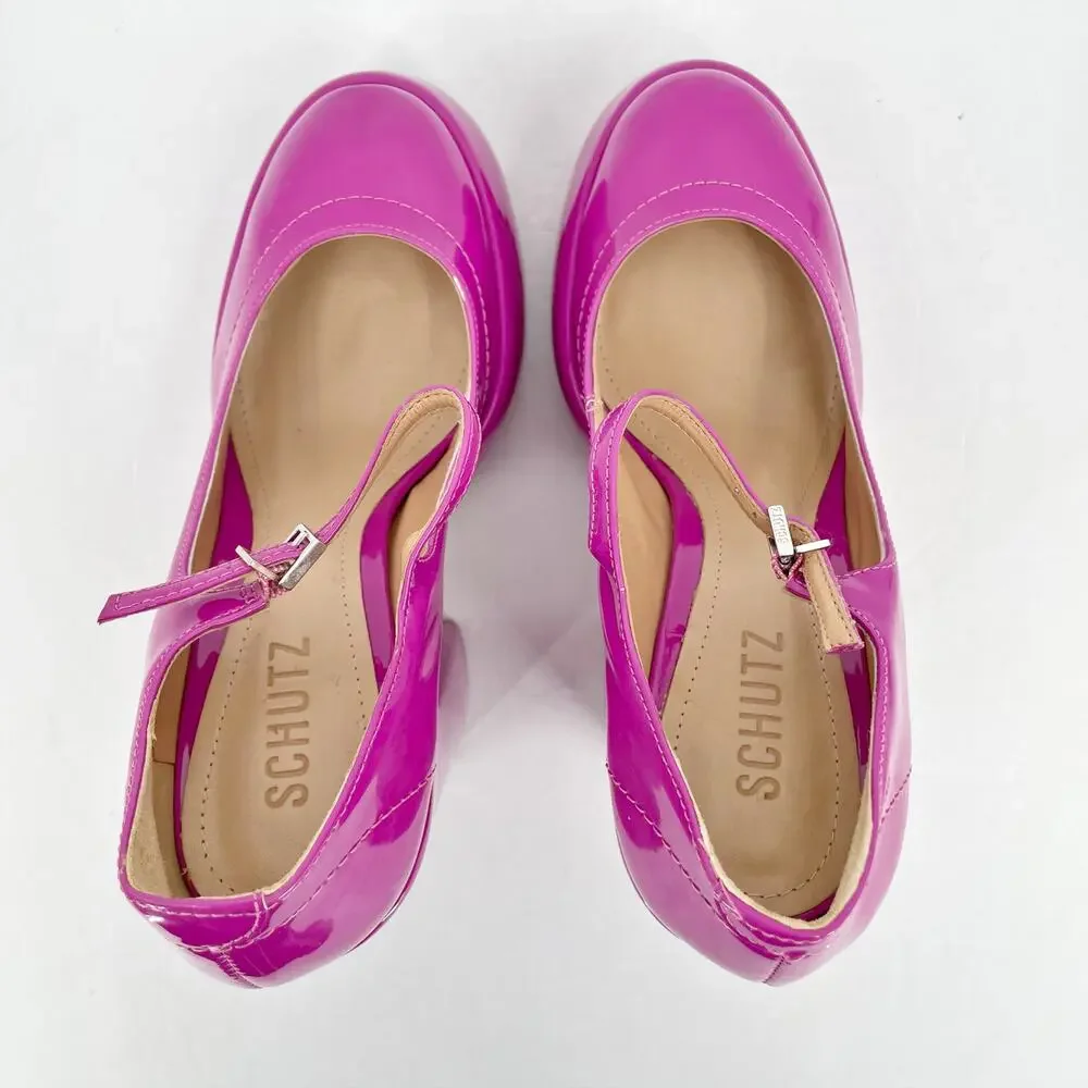 Schutz Womens Zayne Platform Mary Janes US 7 EU 37 Pink Patent Leather NIB - Picture 8 of 10